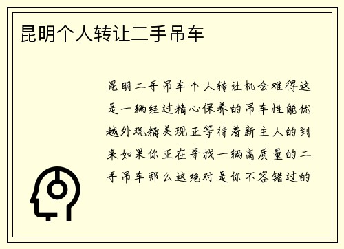 昆明个人转让二手吊车