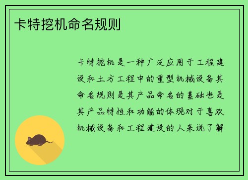 卡特挖机命名规则