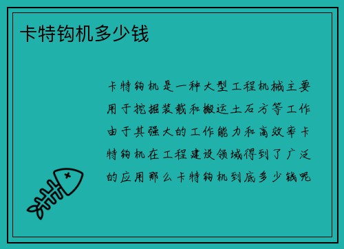 卡特钩机多少钱